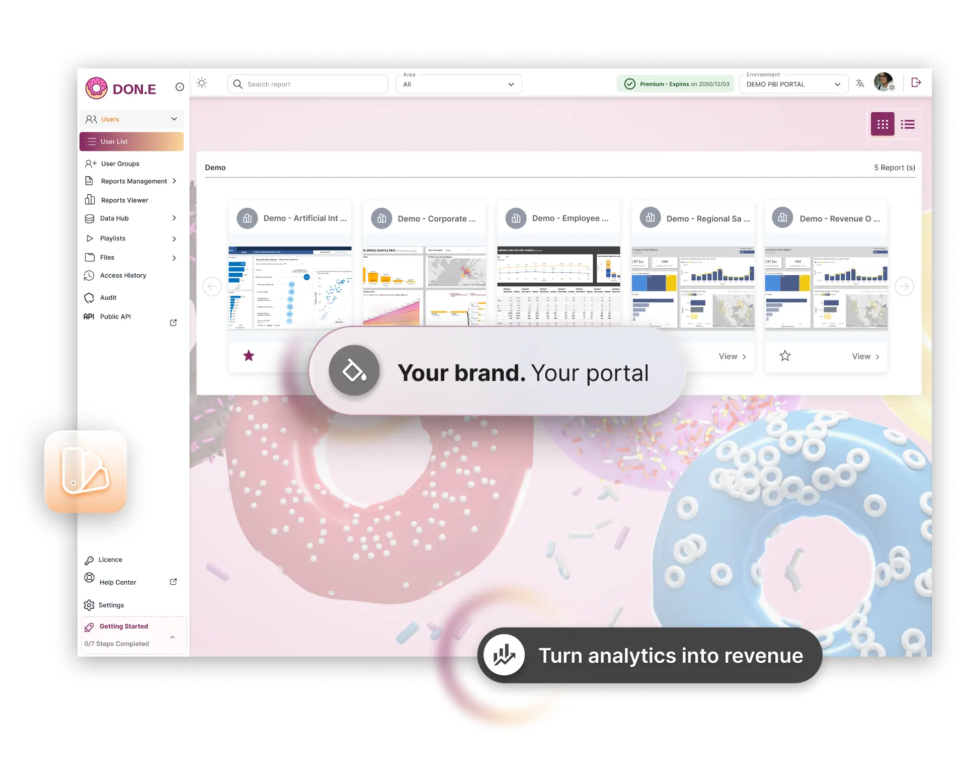 Brand and monetize your BI platform
